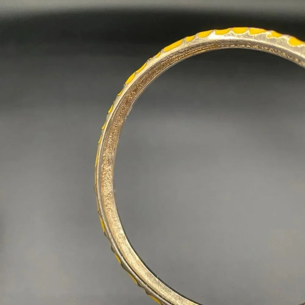 Gold enamel stacking bangle bracelet set in gold tone